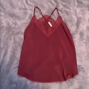 Maroon lace spaghetti strap shirt